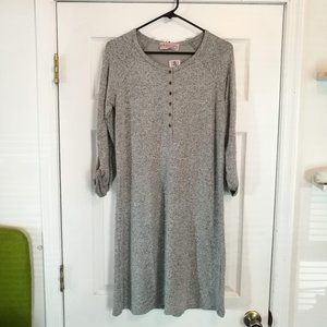 PHILOSOPHY Knit Henley Dress Light Grey Heather S